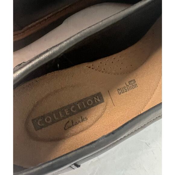 Clarks Raisie Eletta Black Leather/Denim SlipOn Comfort Penny Lug Sole Loafer 9 - Picture 9 of 10